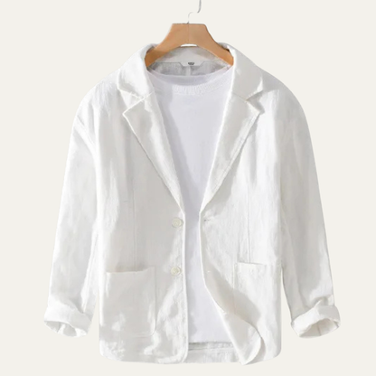 Men's Linen Blazer Lightweight Solid Color - Fashinoza