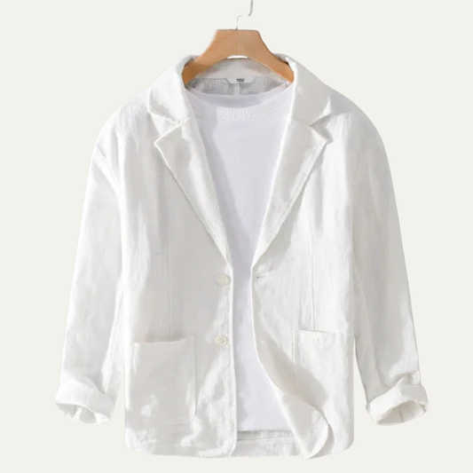 Men's Linen Blazer Lightweight Solid Color - Fashinoza