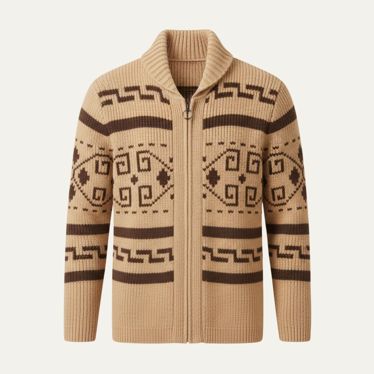 Men's Vintage Knit Cardigan Shawl Collar Thick Winter