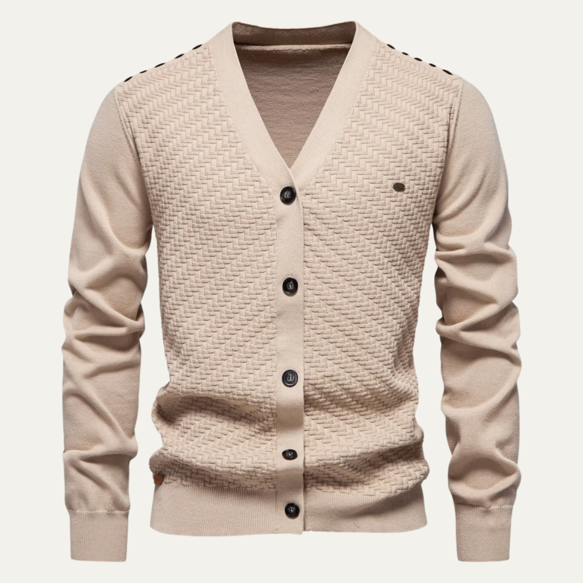 Men's Textured Knit V Neck Cardigan - Fashinoza