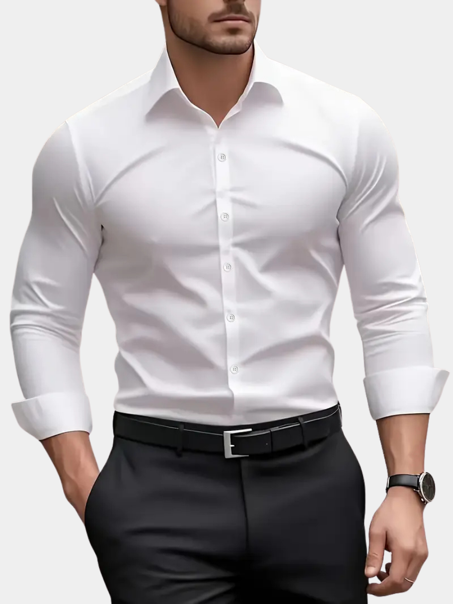 Men's Long Sleeve Button Down Dress Shirt - Fashinoza
