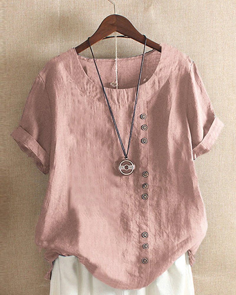 Women's Linen Short Sleeve Casual - Fashinoza