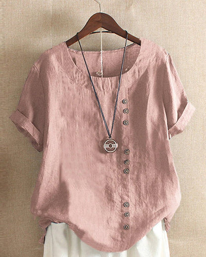 Women's Linen Short Sleeve Casual - Fashinoza