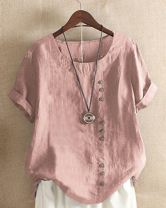 Women's Linen Short Sleeve Casual - Fashinoza