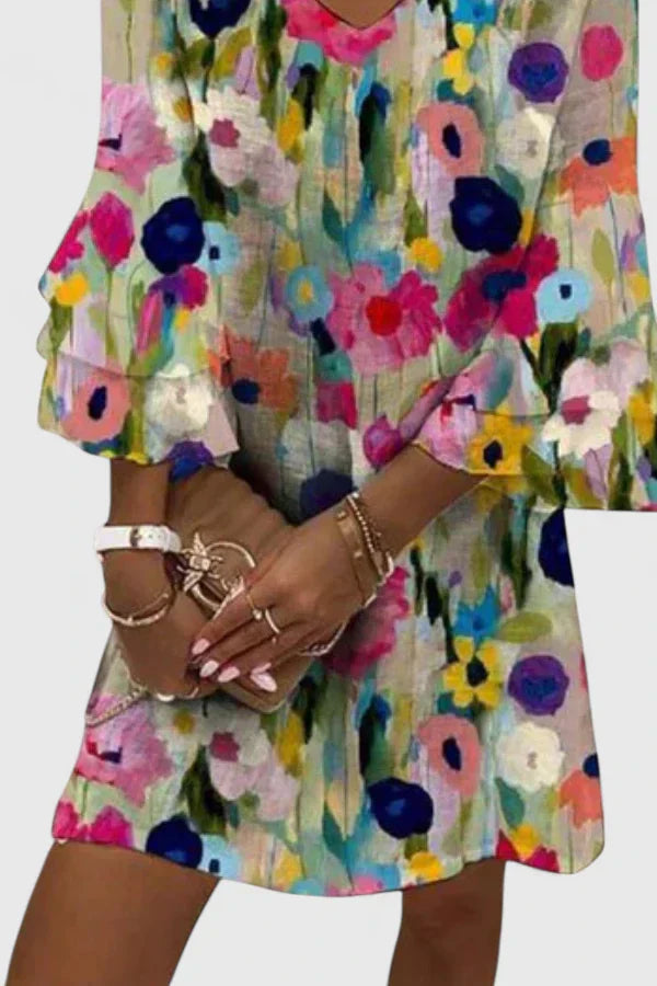 Hannah | Womens Floral V Neck Mini Dress