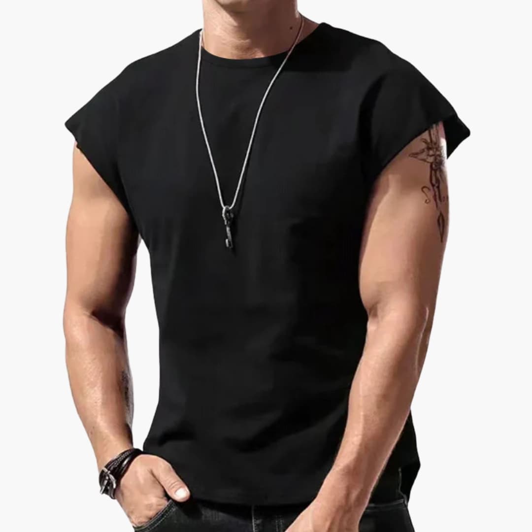Men's Sleeveless Round Neck T-Shirt Plain - Fashinoza