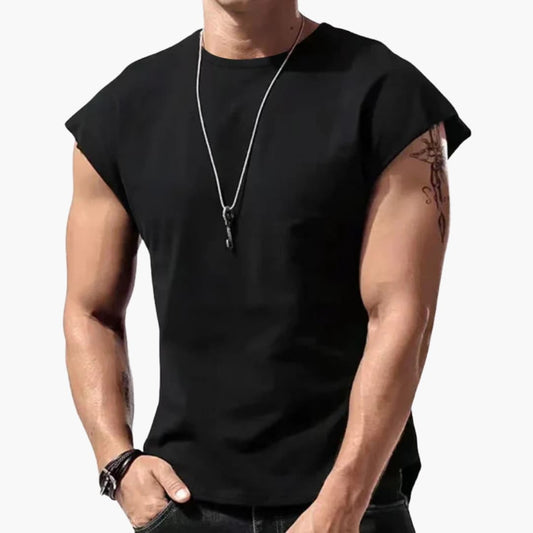Men's Sleeveless Round Neck T-Shirt Plain - Fashinoza