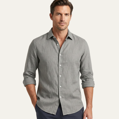 Men's Linen Beach Shirt Lightweight Summer Beige