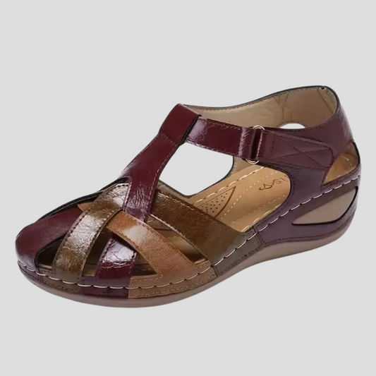 Women's Leather Sandals Comfort Arch Support - Fashinoza