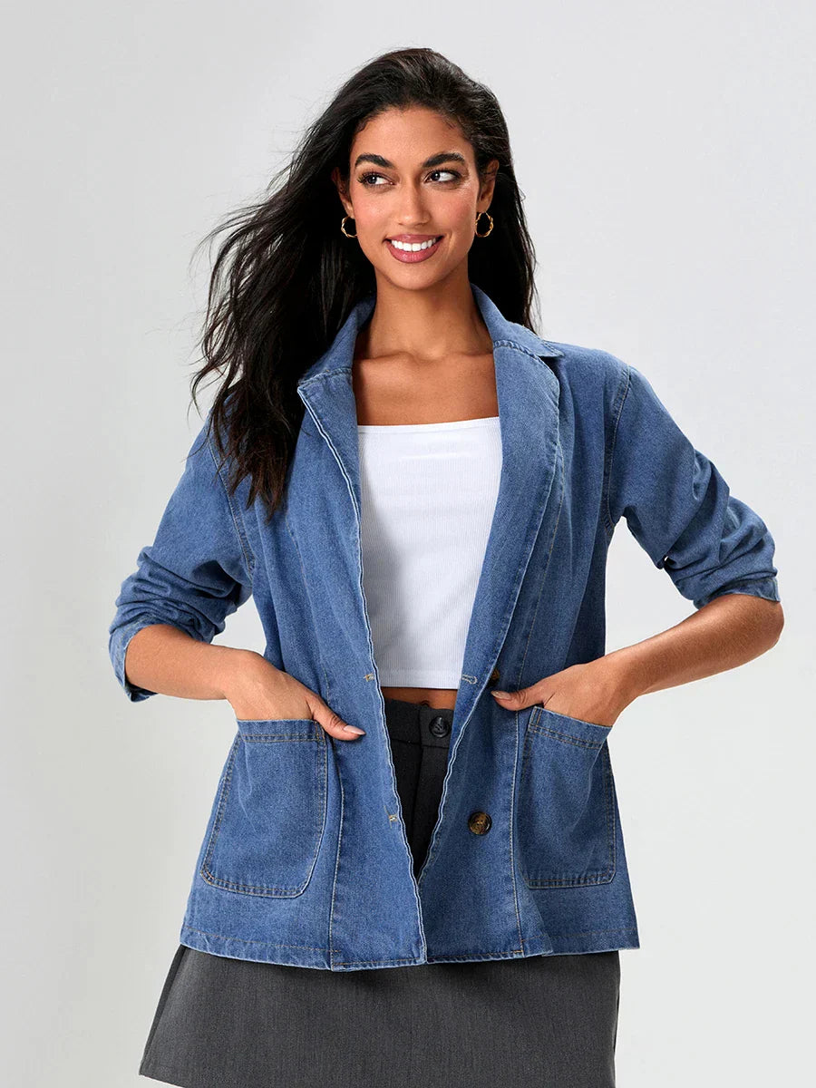 Urbanedge Mens Classic Fit Denim Blazer