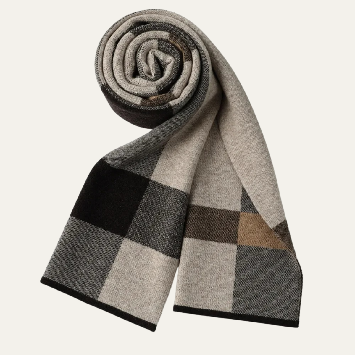 Men's Plaid Scarf Classic Knit Wool Red - Fashinoza