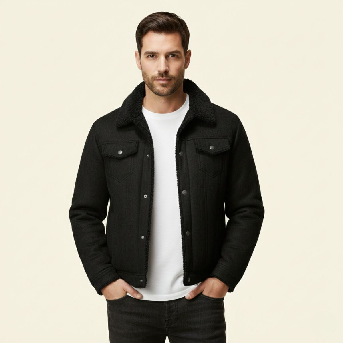 Men's Shearling Leather Jacket Vintage Style