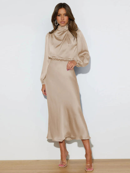 Women's Satin Evening Gown - Fashinoza