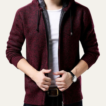 Men's Knit Hoodie Jacket Zip Up Casual