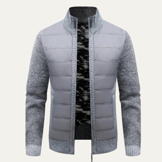 Men's Quilted Puffer Jacket Zip Up Knit - Fashinoza