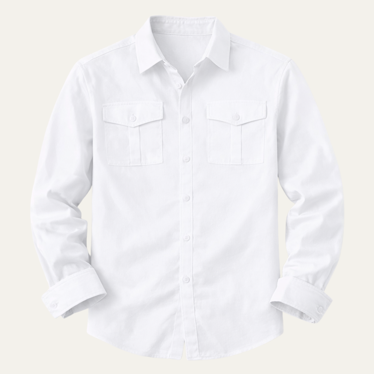 Grosseto Men's Cotton Linen Cargo Shirt Double Pocket - Fashinoza