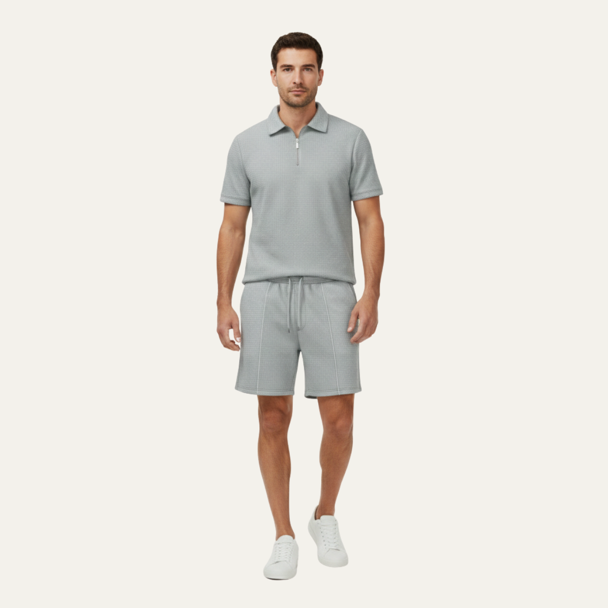 Men's Casual Summer Set Shirt And Shorts Solid Color
