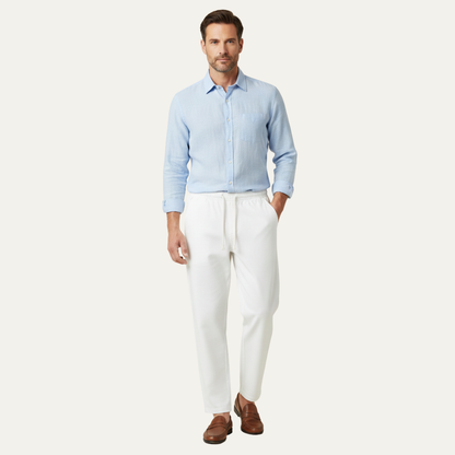 Men's Linen Blend Loose Fit Drawstring Pants Lightweight