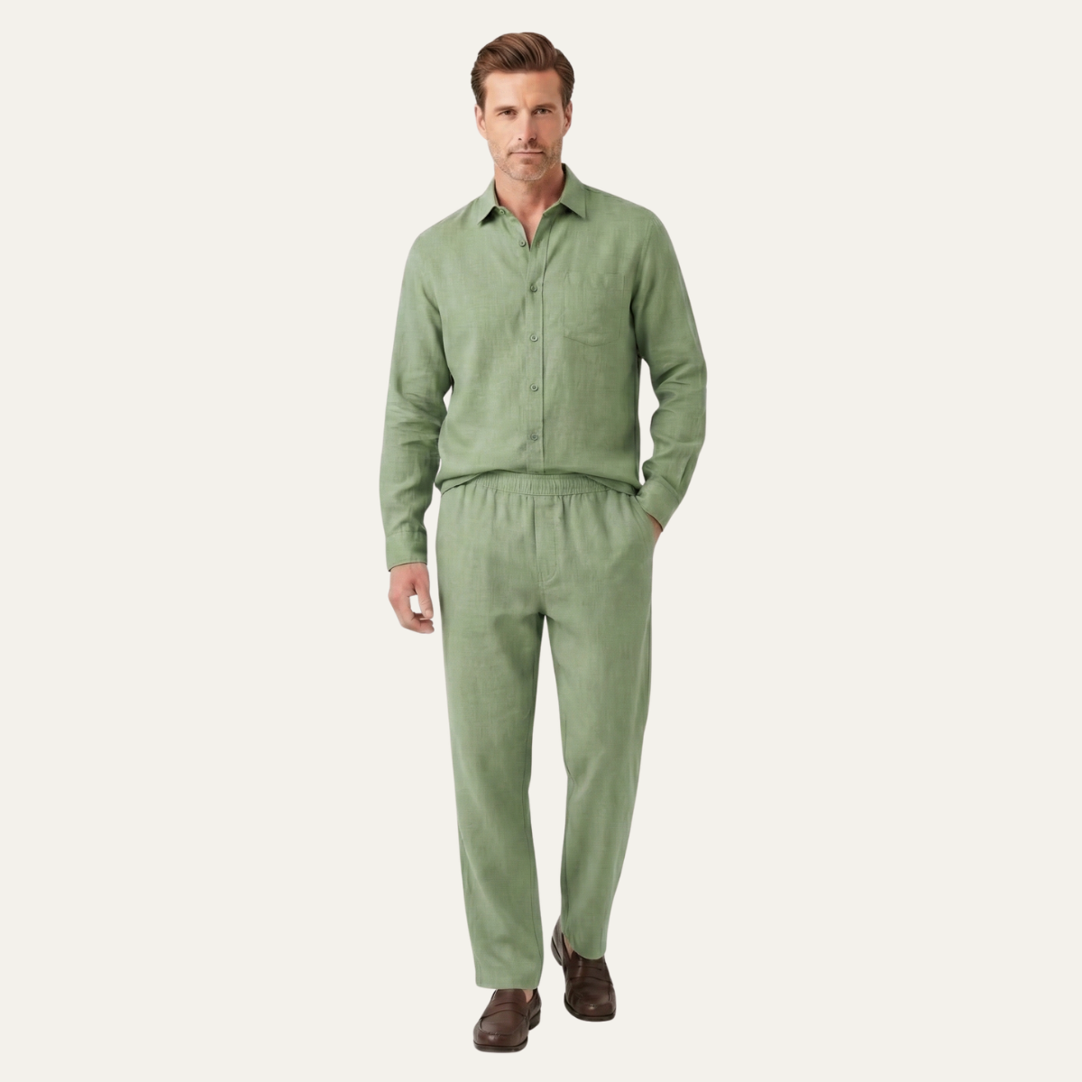 Men's Linen Shirt And Pants Oversized Set