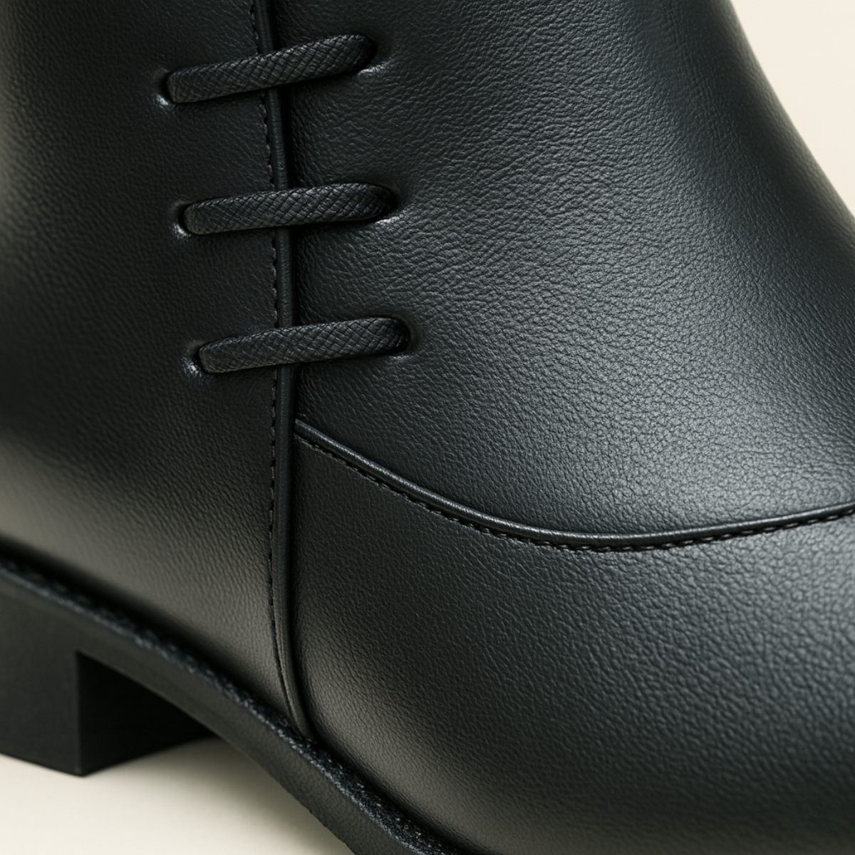 Men's Leather Chelsea Boots Polished Lace Up Black