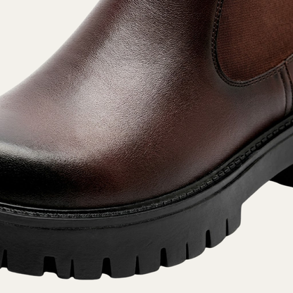 Men's Leather Chelsea Boots Ankle High Platform Brown