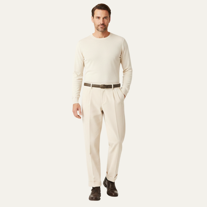 Men's Formal Pleated Straight Leg Pants High Waist