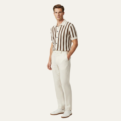 Bristol Men's Knitted Polo Shirt Breathable Striped