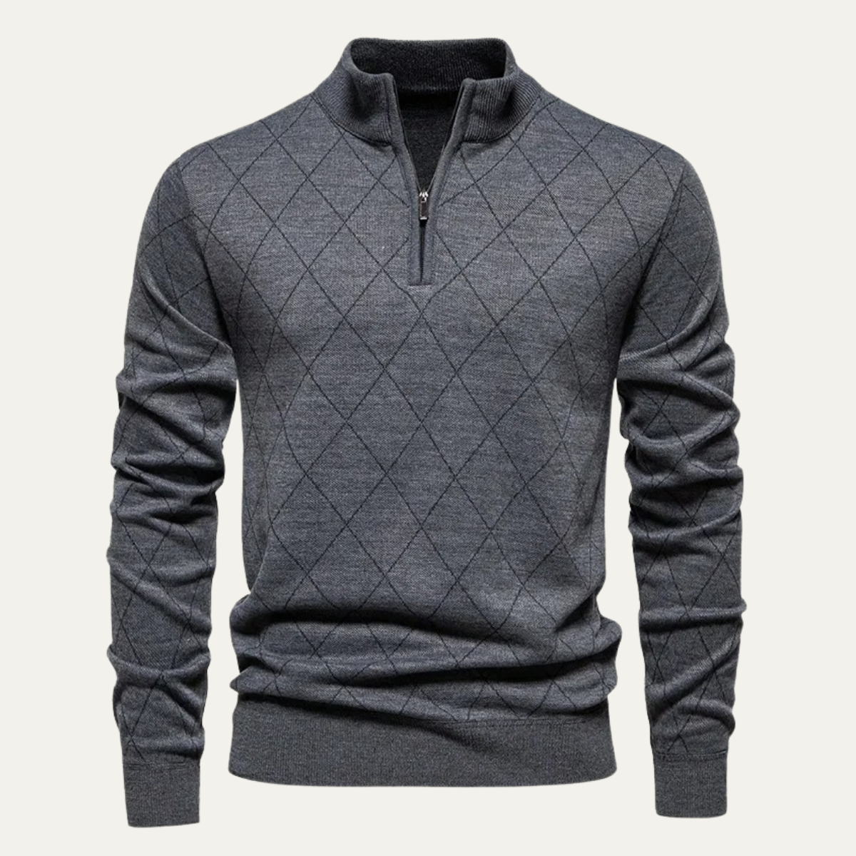 Men's Half Zip Knit Sweater Gray - Fashinoza