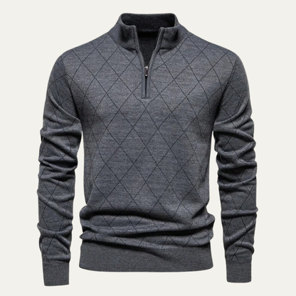 Men's Half Zip Knit Sweater Gray - Fashinoza