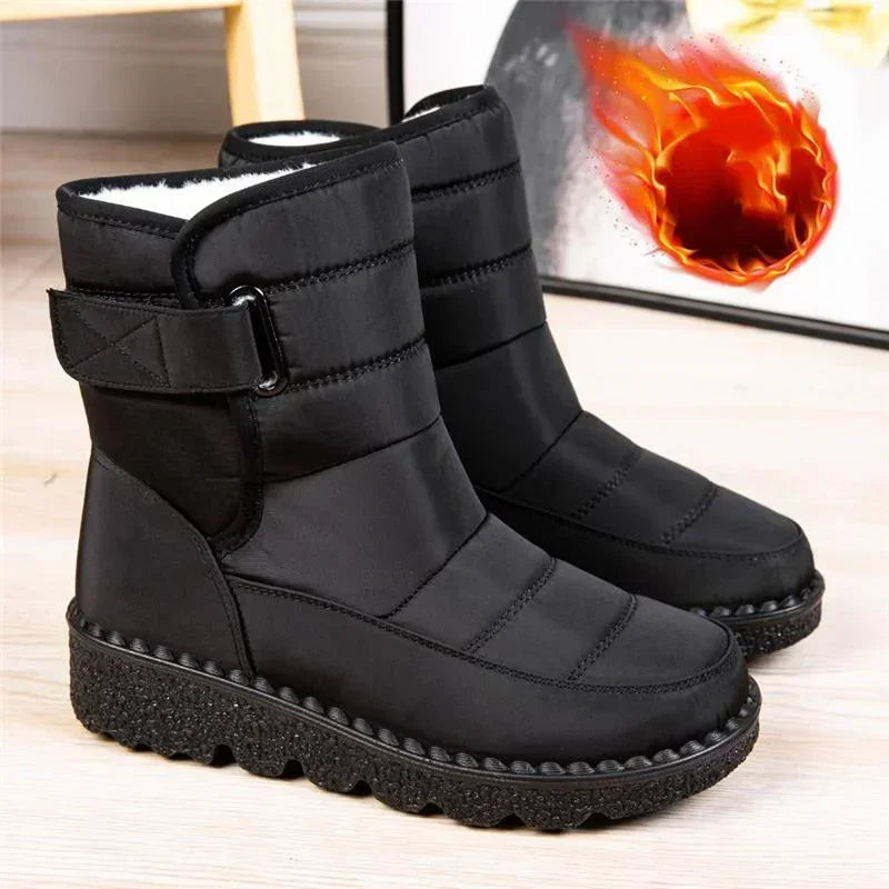 Women's Ankle Boots Leather Side Strap Winter Brown