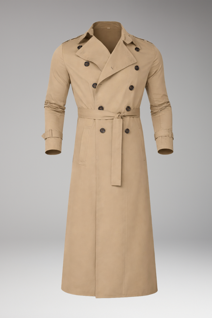Men's Trench Coat Belted Wide Lapels - 
Fashinoza