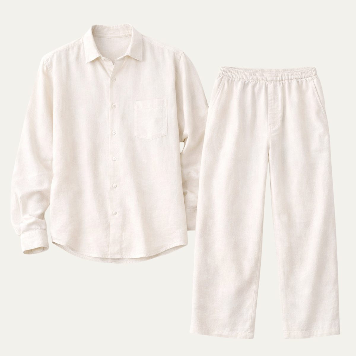 Men's Linen Shirt And Pants Oversized Set - Fashinoza