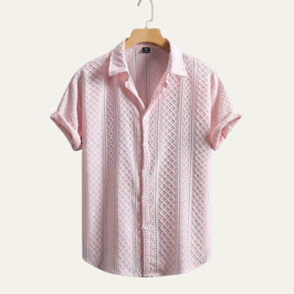 Men's Soft Textured Button Up Shirt - Fashinoza