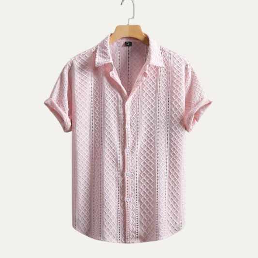 Men's Soft Textured Button Up Shirt - Fashinoza