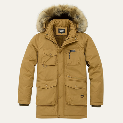 Men's Down Jacket Hooded Long Outdoor Multi Pocket - Fashinoza