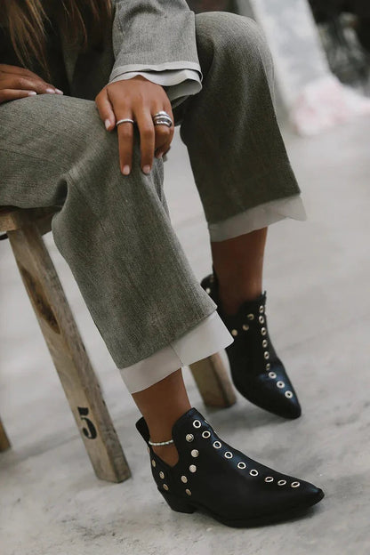 Women's Pointed Toe Ankle Boots Stud Detail