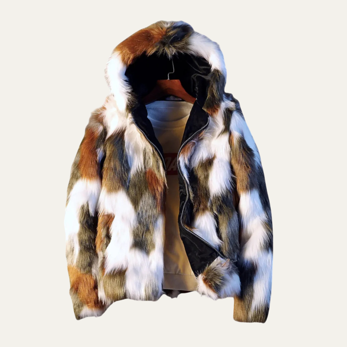 Men's Fur Hooded Winter Jacket Soft Elegant Black - Fashinoza