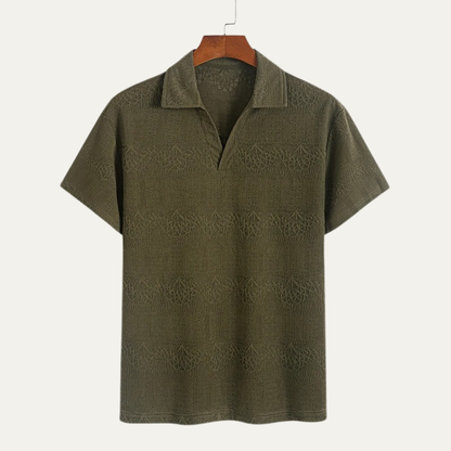 Men's V Neck Knitted Polo Shirt Breathable - Fashinoza