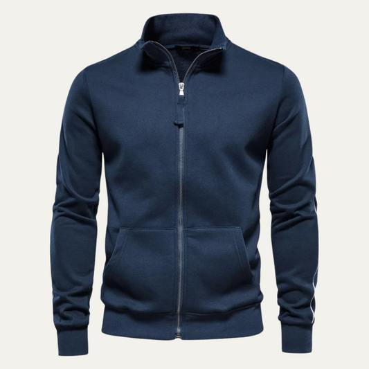 Men's Cotton Zip Up Jacket with Pockets - Fashinoza