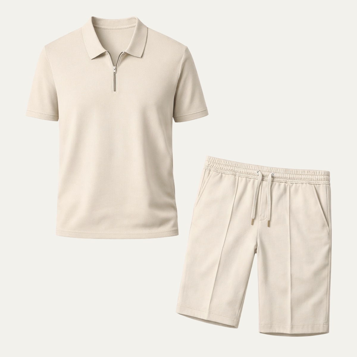 Men's Polo Shirt Shorts Set Khaki - Fashinoza