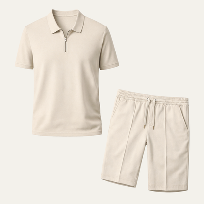 Men's Polo Shirt Shorts Set Khaki - Fashinoza
