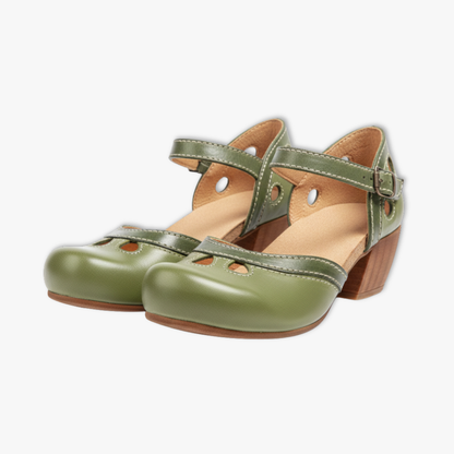 Elegant Retro Mid Heel Hollow Out Ladies Sandals