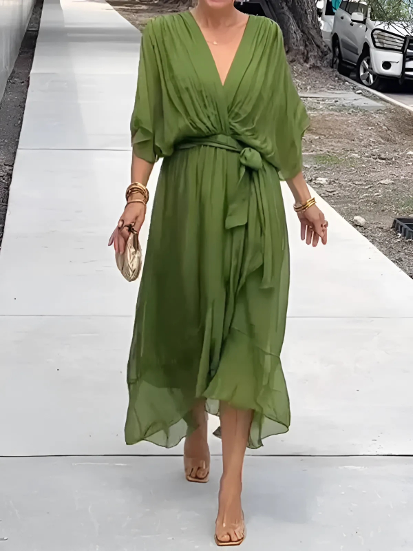 Women's Flowy Midi Wrap Dress