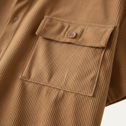 Men's Corduroy Summer Shirt And Shorts Set