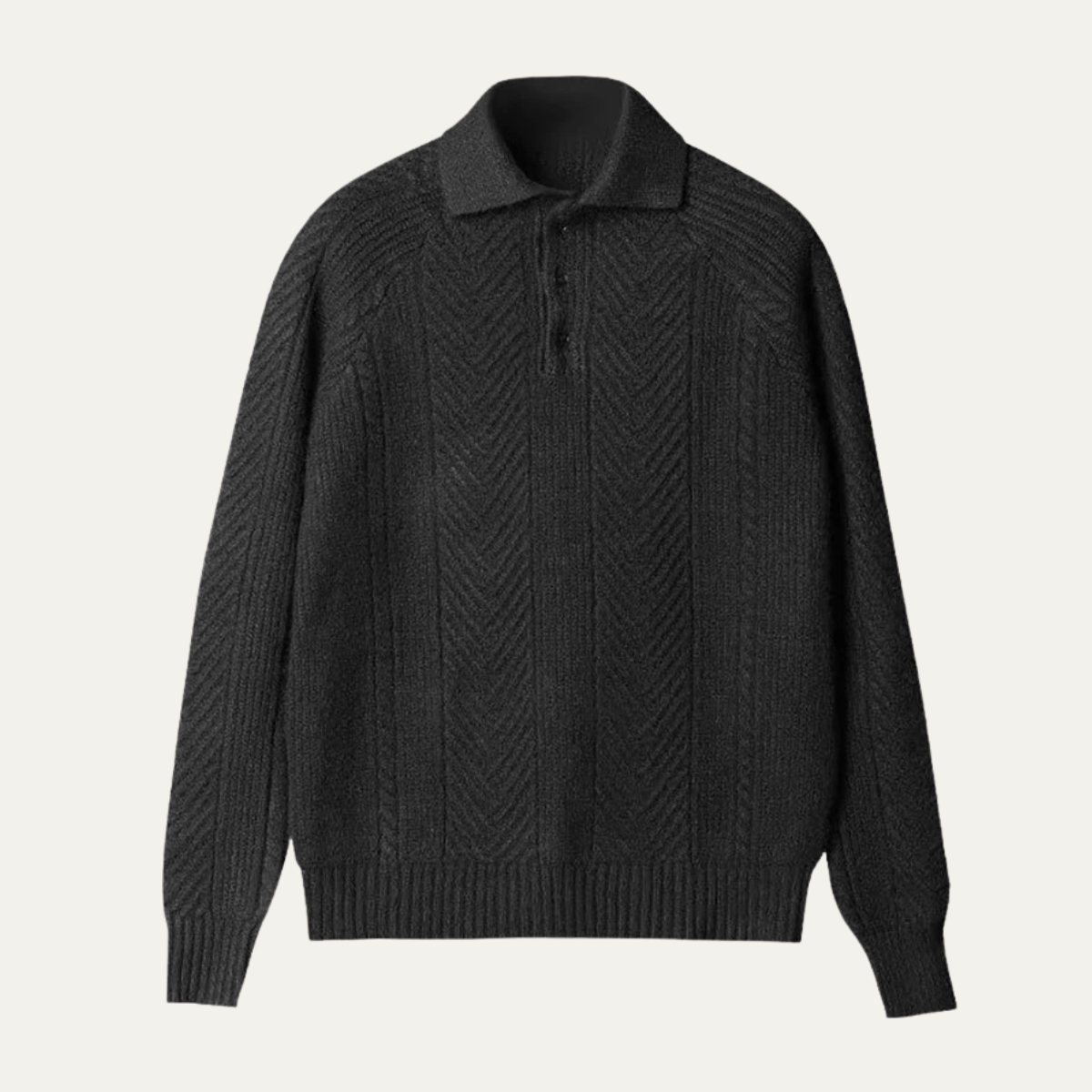Men's Textured Knit Sweater Turn Down Collar - Fashinoza