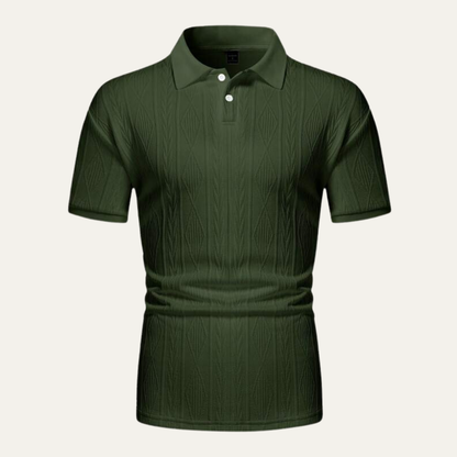 Men's Textured Polo Shirt Button Up - Fashinoza