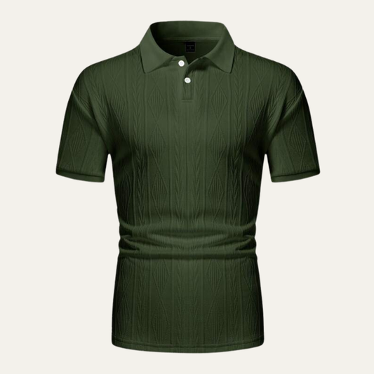 Men's Textured Polo Shirt Button Up - Fashinoza