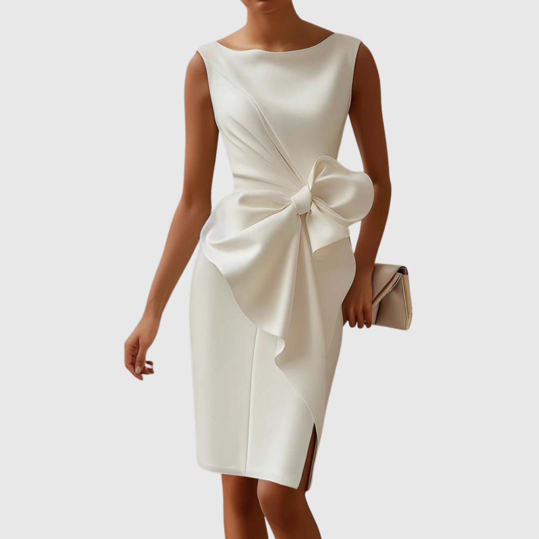 Women's Sleeveless Midi Dress Bow Detail