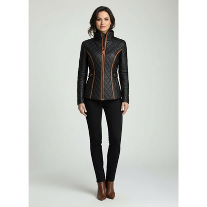 Women’s Tailored Quilted Stand-Collar Jacket