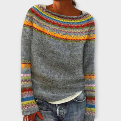 Women's Patterned Crew Neck Sweater